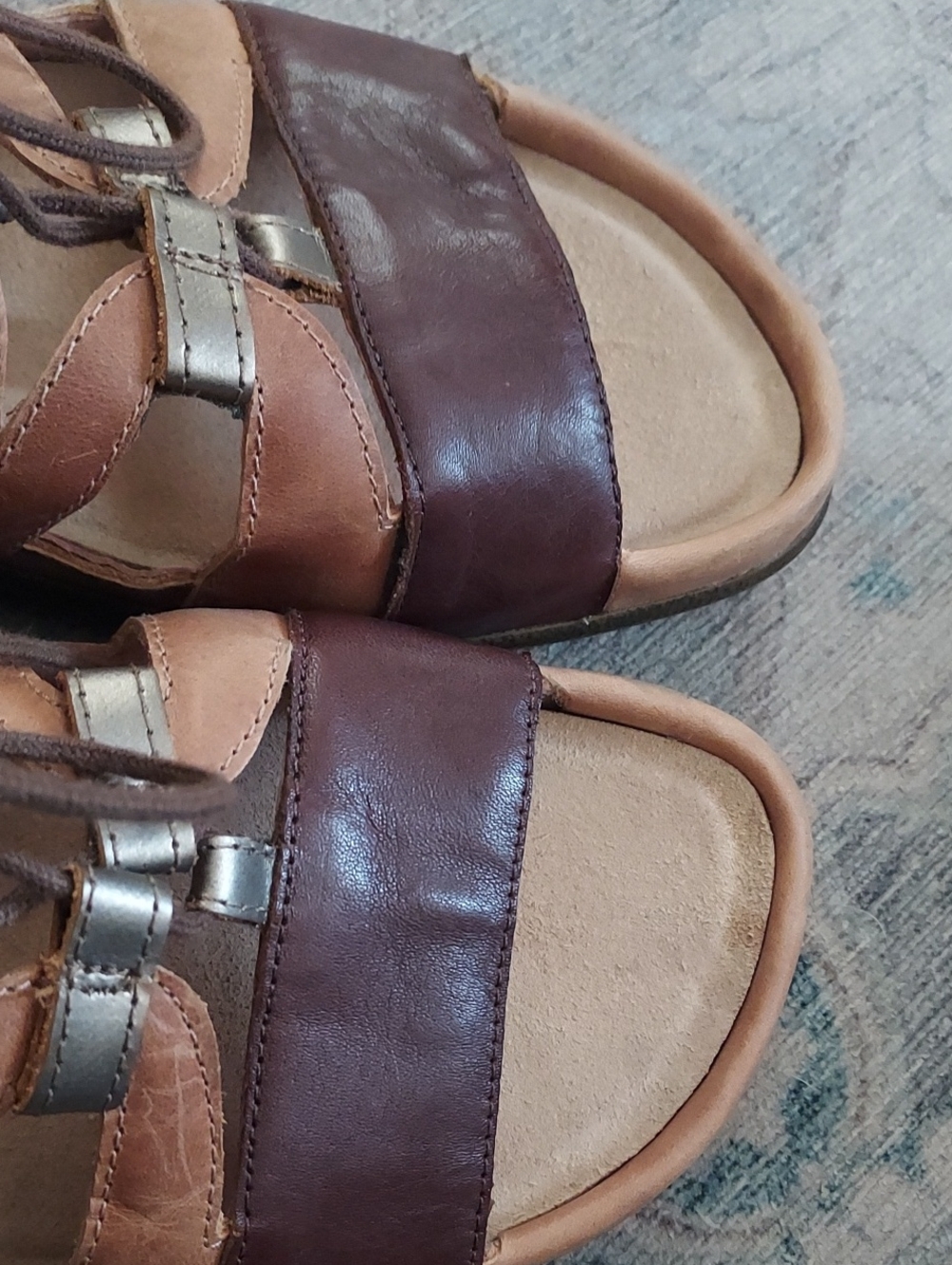 Naot Selo Leather Gladiator Sandals Lace Up Shoes 40 9 Tan Brown Neutral Comfort - Picture 11 of 11